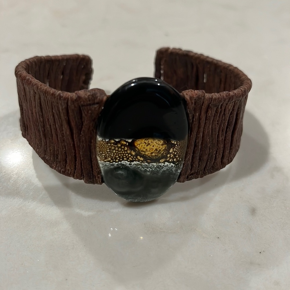 NWOT Brown woven Boho cuff bracelet